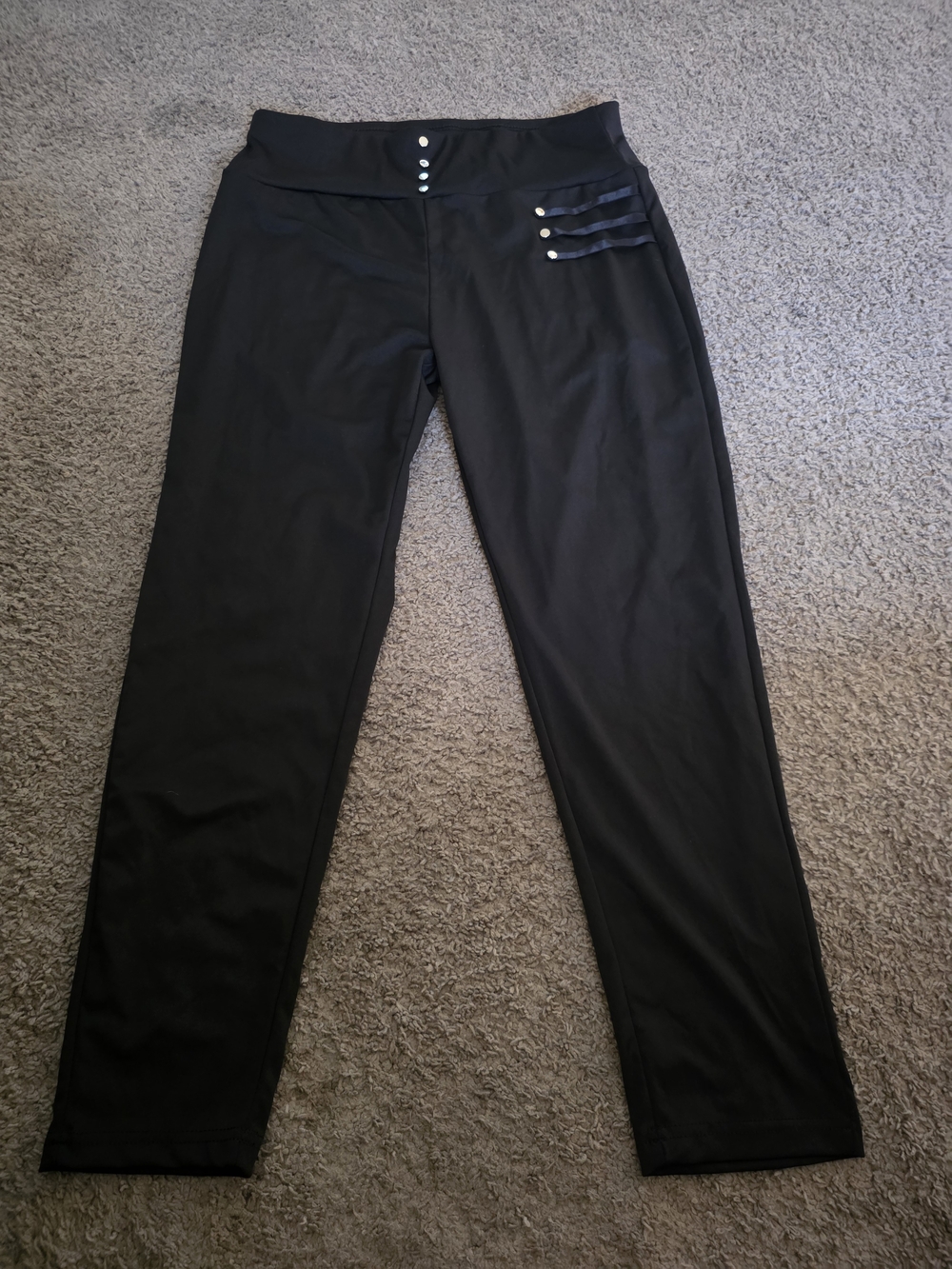 Black Women's High-Waist Ponte Pants Xl